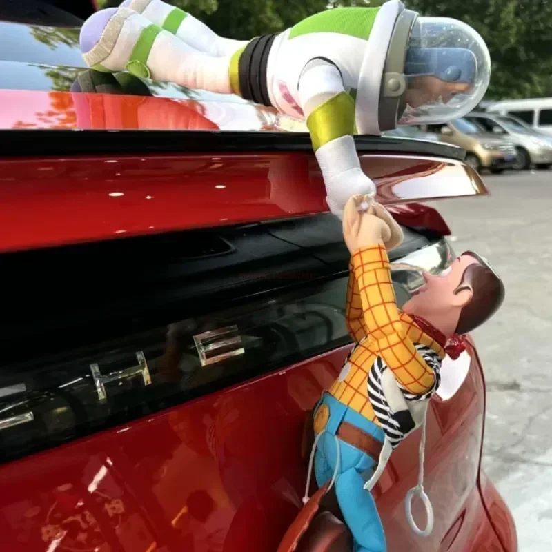 

Toy Story Buzz Lightyear Rescue Woody Plush Dolls Auto Car Exterior Decoration Funny Dolls Outside Hang Toy Car Roof Ornament