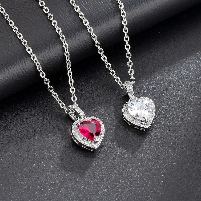 

New 2023 Peach Heart Sweet lovely Stud Simple 925 Silver Necklace Classic Jewelry for Wedding Party Women Lady Grils Fine