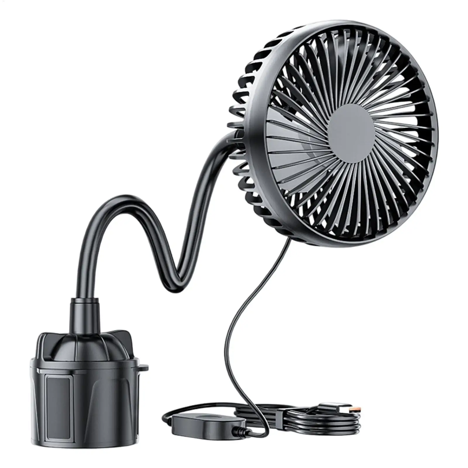 Cup Holder Fan Cup Holder Single-Head Electric Fan Vehicle Cooling Tool for Sedan Automotive Truck SUV RV Camping Driving