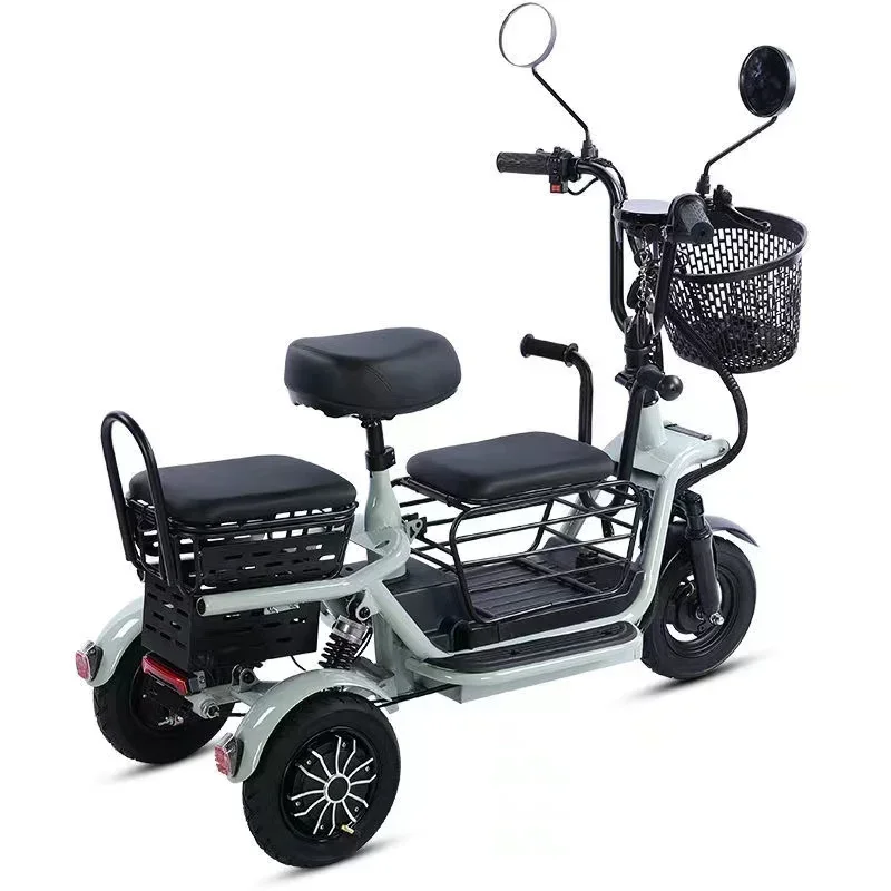 

Three Seater Electric Tricycle for Children, Elderly Women, and Parent-child Foldable Lightweight Tricycle