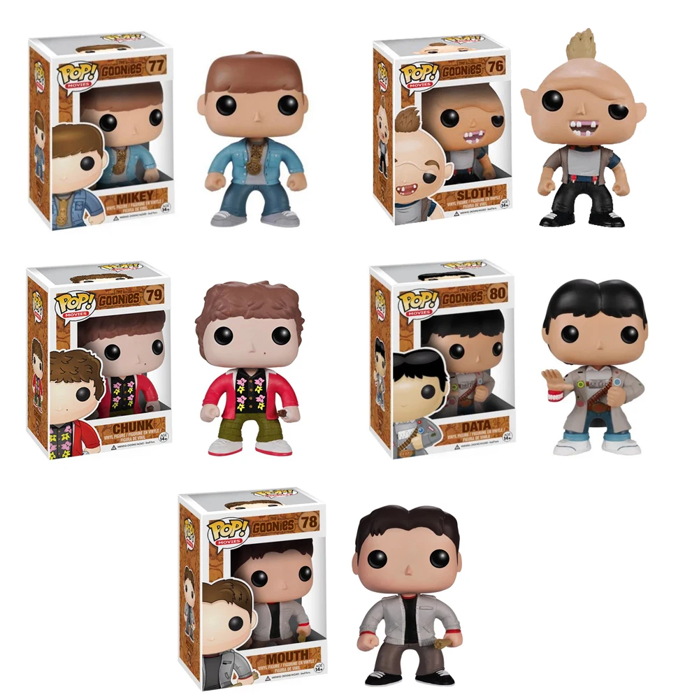 Виниловые фигурки Funko pop THE goones Mikey 77 # Sloth 76 # Chunk 79 # Data 80 # Mouth 78 #, игрушечные модели кукол