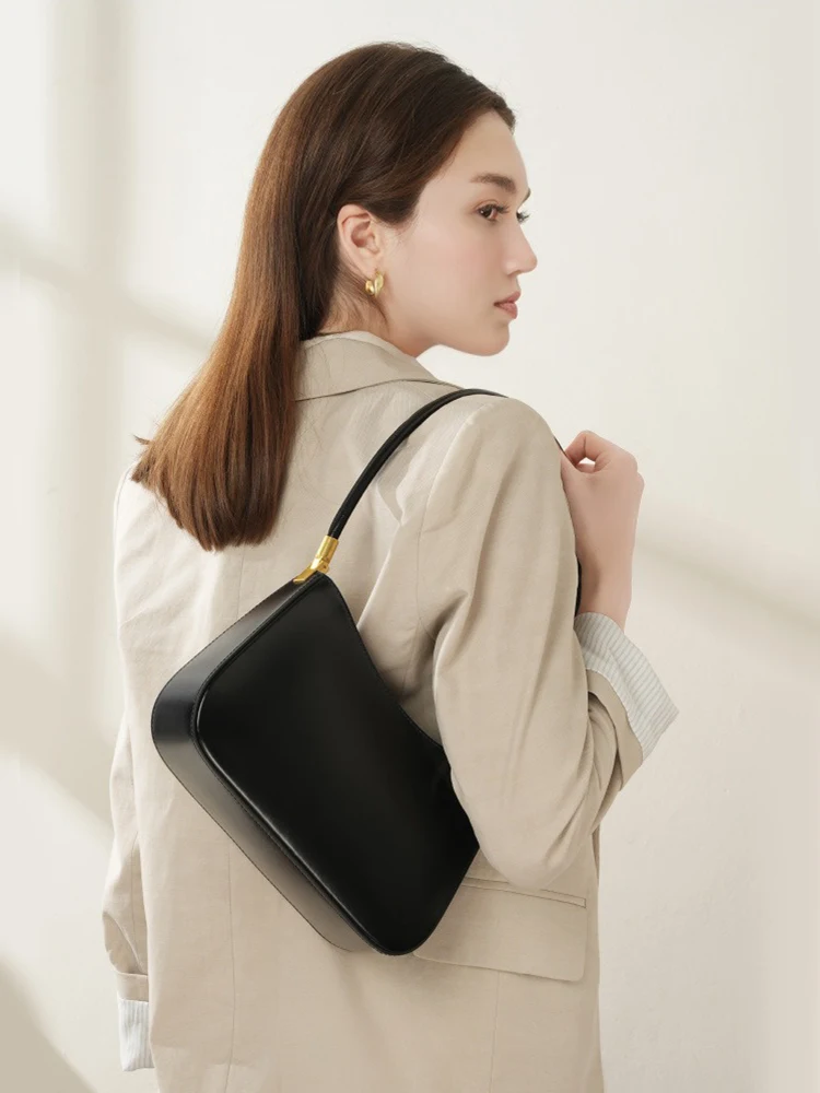 Zency French Leather Underarm Bag Shoulder Handbag for Women Trendy for Lovers Wife Girlfriend