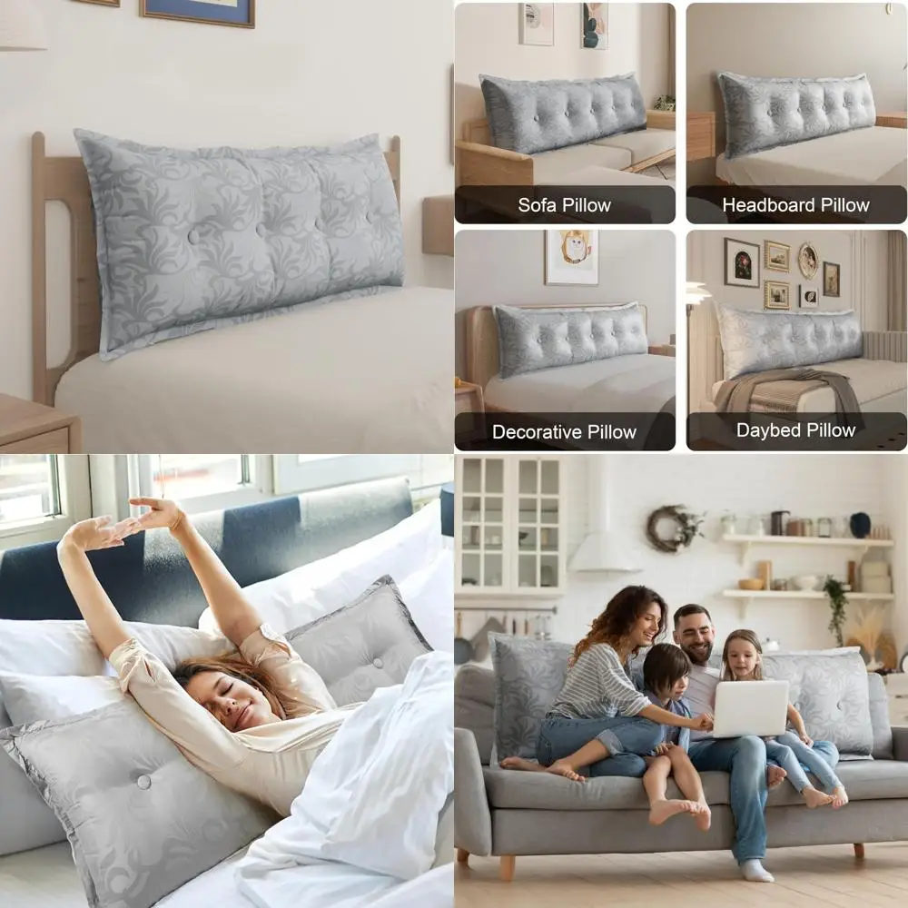 

Rectangular Bolster Pillow for Full Bed - Daybed Pillow Support for Sitting and Back Comfort