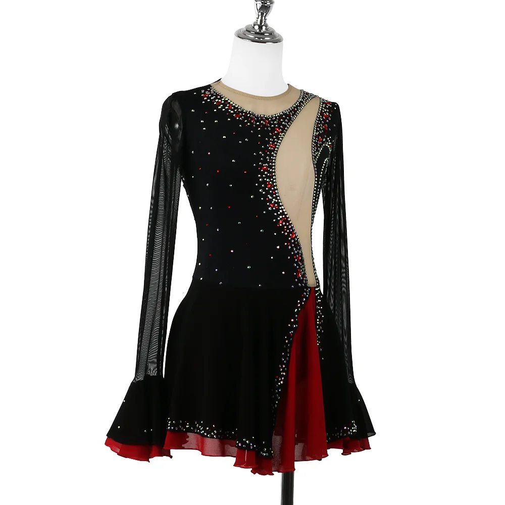 Zagitova Figure Skating Dress For Women Girls Ice Skating Skirt Long Sleeve Pagoda Latin Dance Ceremonial Dress