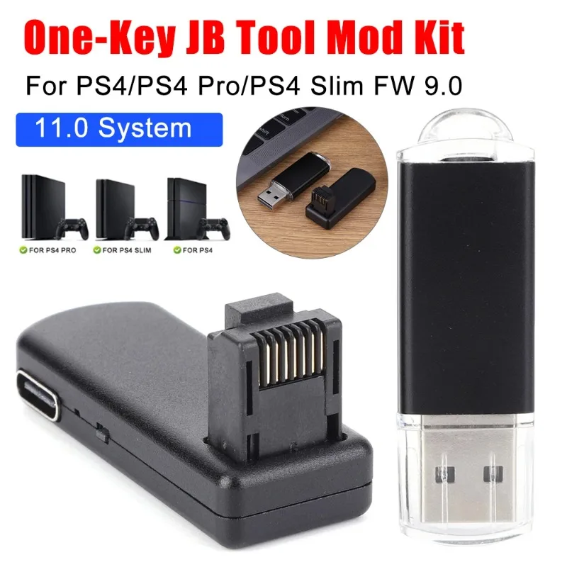 One-Key JB Tool Mod Set USB Dongle with Ethernet Type-C Cable Kit JB USB Adapter for PS4/PS4 Pro/PS4 Slim FW 9.0-11.0 System