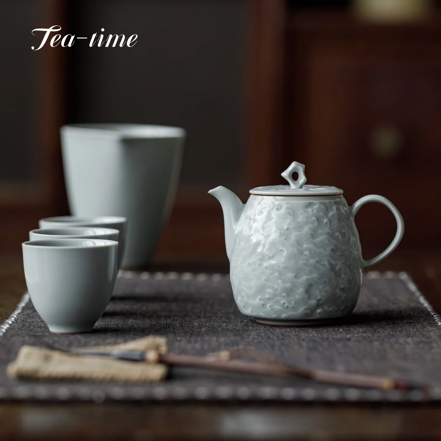 السماء الزرقاء رو فرن الإغاثة إبريق الشاي مع فلتر الشاي تخمير غلاية شاي سيراميك Infuser إبريق الشاي شاي بوير اليابانية وعاء الخزف الأواني