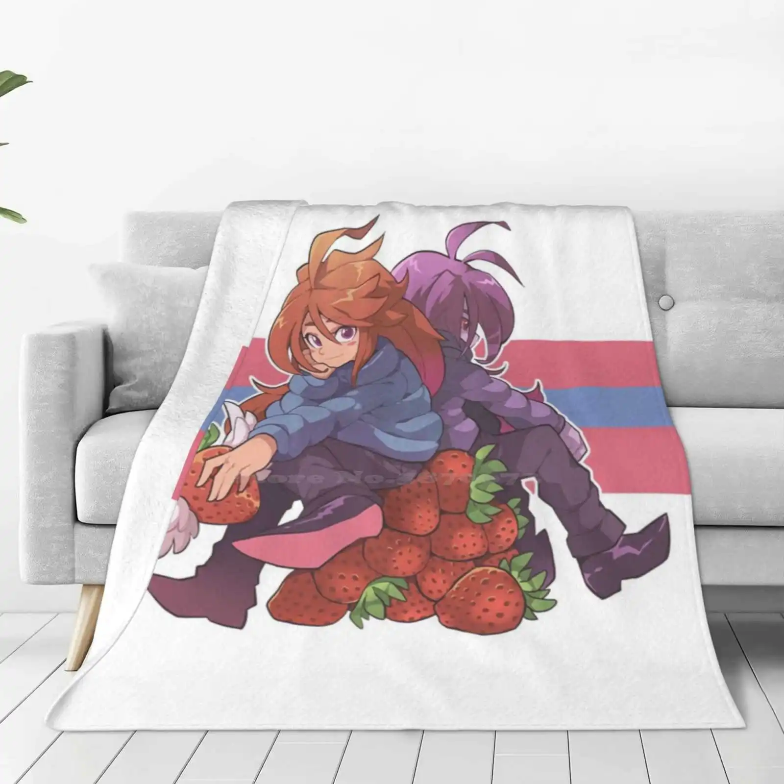 Celeste Game-Madeline And Badeline New Arrival Fashion Leisure Warm Flannel Blanket Celeste Madeline Mountain Cute Strawberry