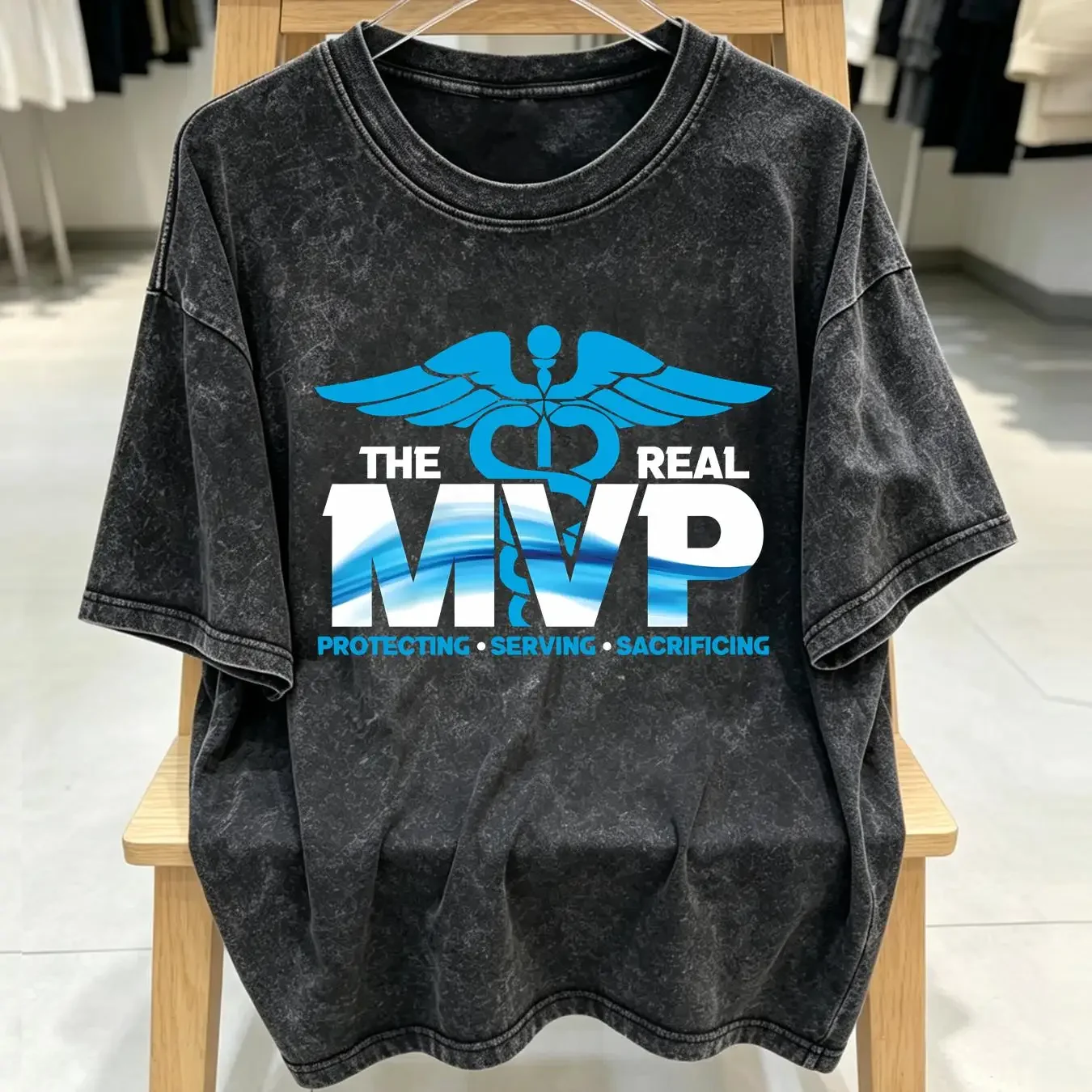 washed T Shirt The Real Mvp Protecting Serving Sacrificing Nurse MVPs Medical Nursing life long or short sleeves vintage