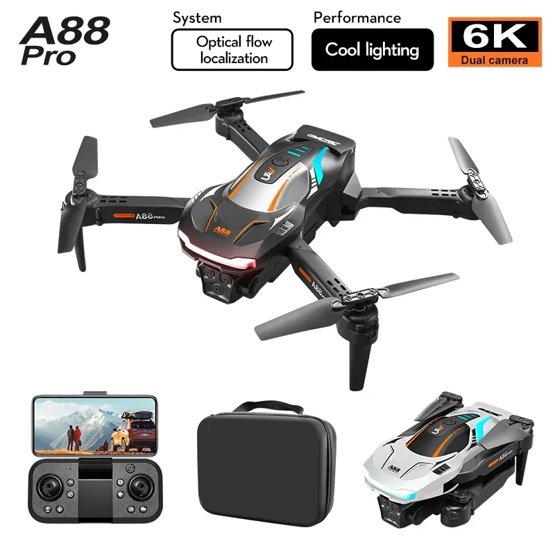 Imagem -06 - Helicóptero de Brinquedo Remoto Quadcopter Câmera Dupla Cabeça Grande Angular Avião rc A88 Pro Drone 4k Profesional hd 4k