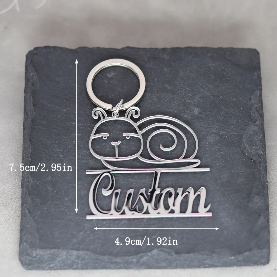 Personalized Lovely Snail Pendant Customized Engrave Name Keychain Men Women Car Keyring Stainless Steel Jewelry Souvenir Gift