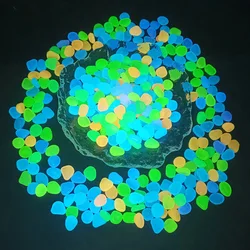 100PCSLuminous stone garden fish tank landscape glow-in-the-dark stone decoration artificial fluorescent color goose stone