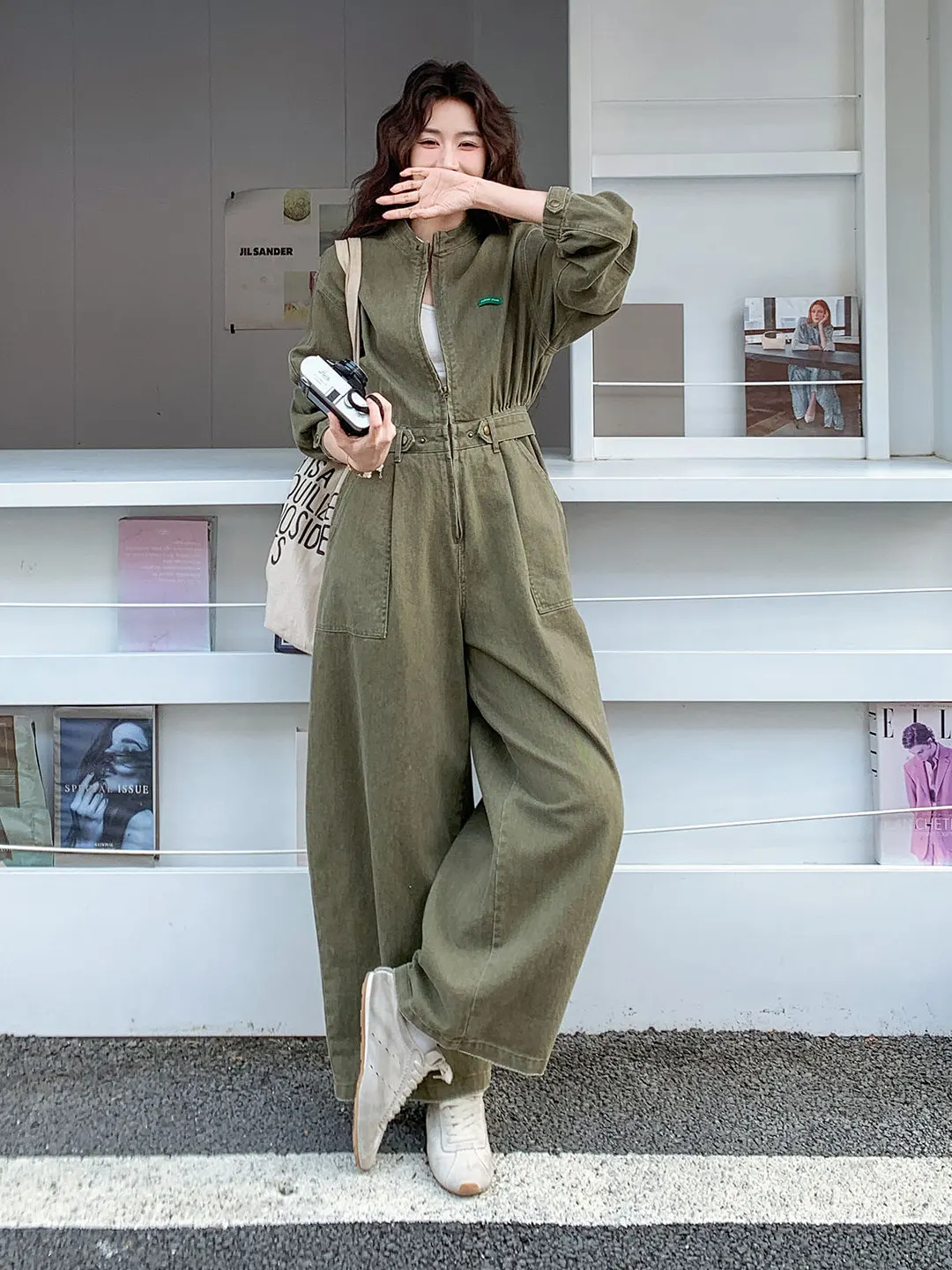 

Военные брюки с высокой талией и широкими штанинами, женский комбинезон свободного кроя, удобный, модный, весенняя новинка