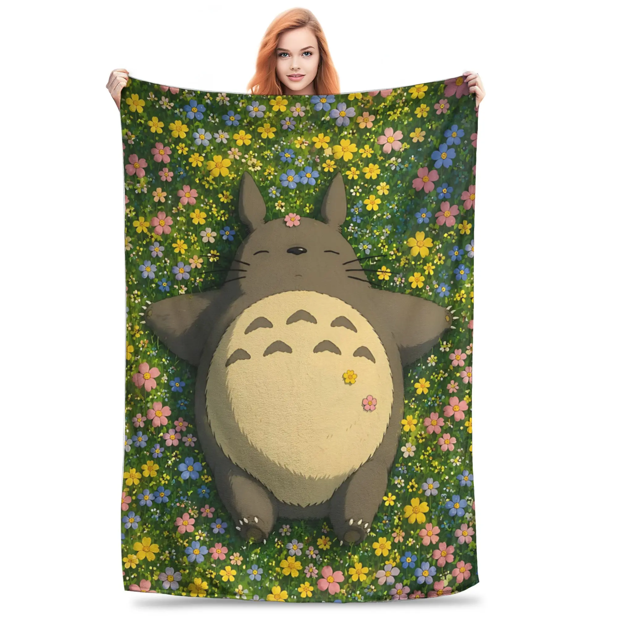 1PC home Cutecore Room Decor Anime My Neighbor Totoros Blanket Throw Blanket  Novelty Warm Blanket All Season