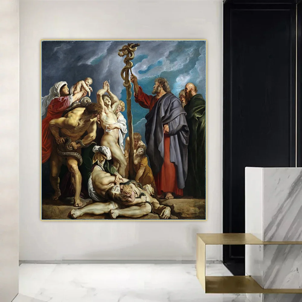 لوحة زيتية قماشية "موسى آند ذا برازين الثعبان" صورة فنية ديكور جدار ديكور ديكور المنزل #1