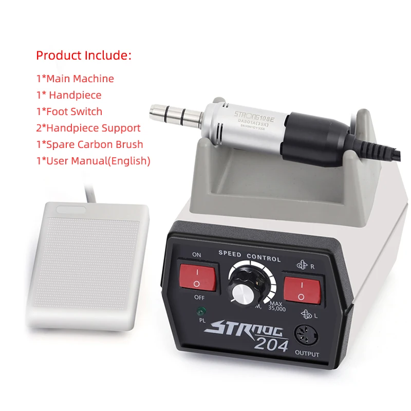 High Quality Dental Clinic Equipment STRONG 204 Micro Motor +108e Handpice Teeth Polishing Grinding With Pedal 35000rpm