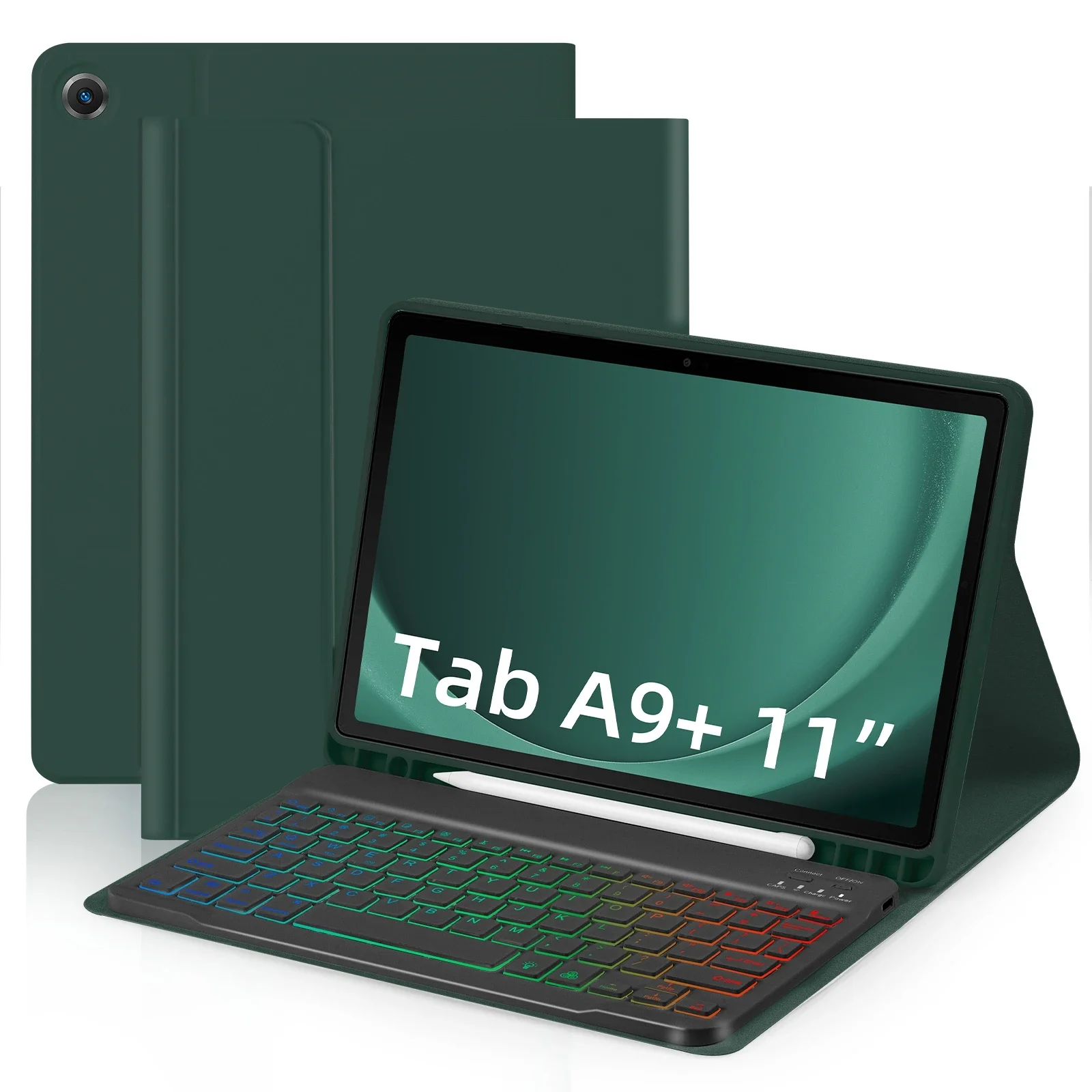 Keyboard Case For Samsung Galaxy Tab A9 Plus A9+ 11 Inch X210 X215 X216 Korean Spanish Portuguese Backlight Keyboard Cover Funda