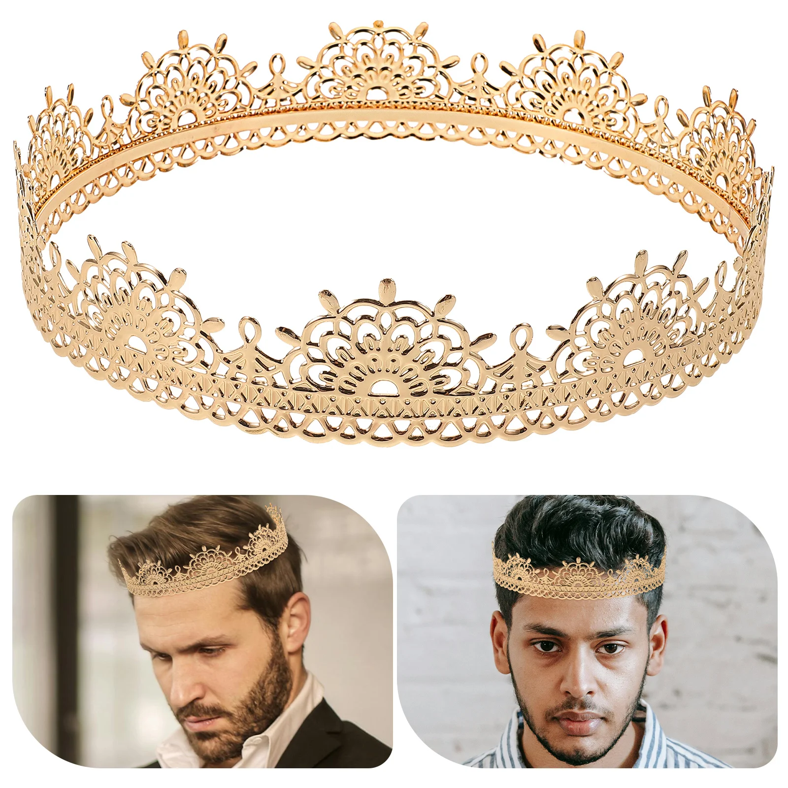 

Vintage King Cosplay Costume Accessory Royal Crown For Wedding Halloween Party Prom Birthday Lightweight Retro Crown Headband