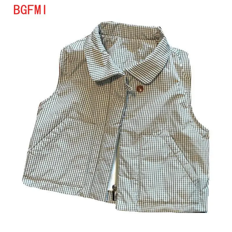 Boys Vests Plaid Velvet Lining 2026 New Autumn Winter Clothing Children's Plaid Jacket Baby Fashionable Casual Lapel Waistcoats