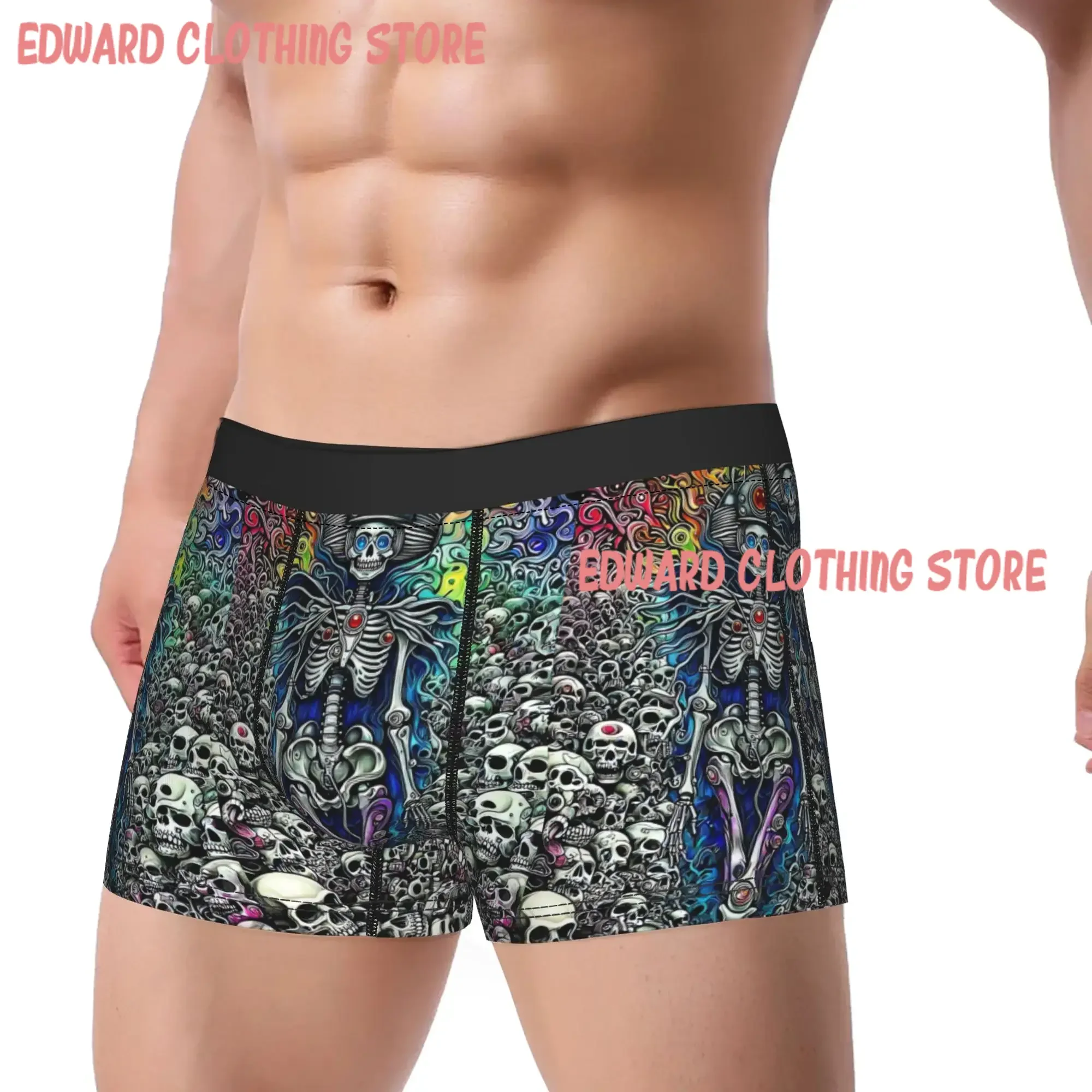 Trippy Skeleton Collage Underwear  Man Shorts Briefs Soft Trend Trunk Trenky Custom Plus Size Panties