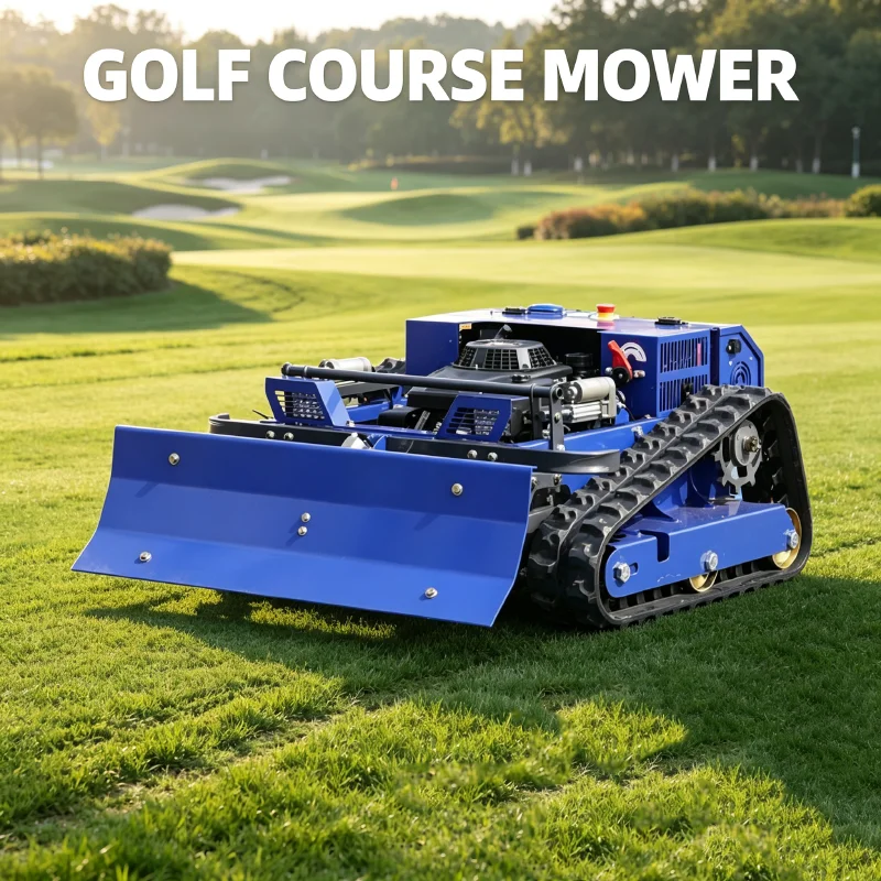 Customized CE EPA Rechargeable Tracked Remote Control Lawn Mower Self-Propelled LED Headlight for Garden