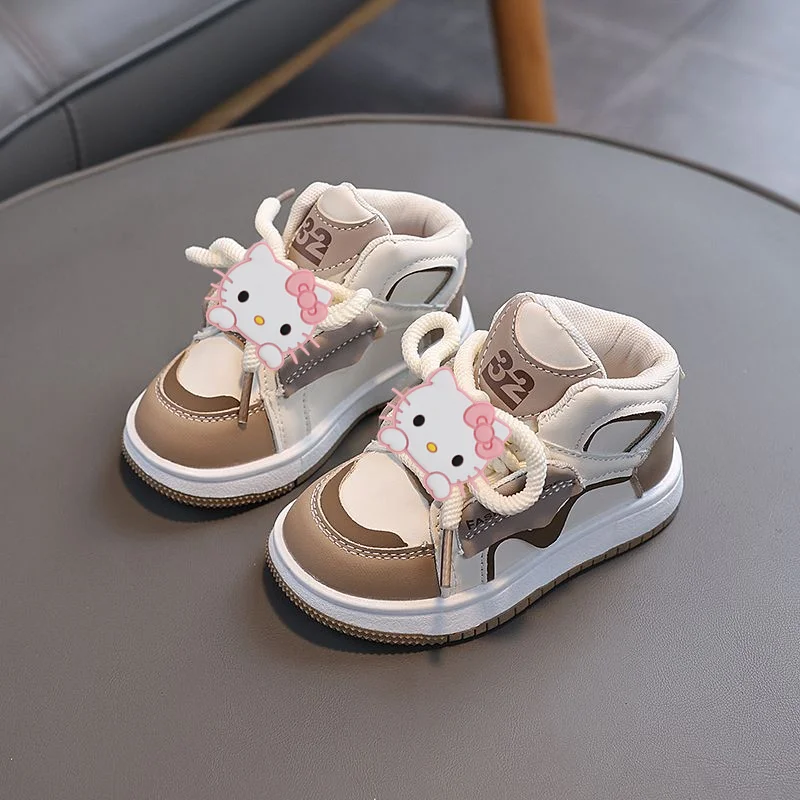

Spring fall Winter kids Soft Sole Sneakers Casual Shoes hello kitty High Top Casual Shoes Gir Bread Shoes Baby Skateboard Shoes