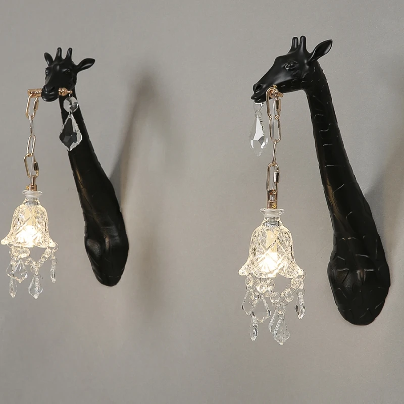 Resin Giraffe Led Wall Lamp for Bedside Lighting Corridor Living Room Decor Light G9 Bulb Golden Lamp Body Hot Sales view 4
