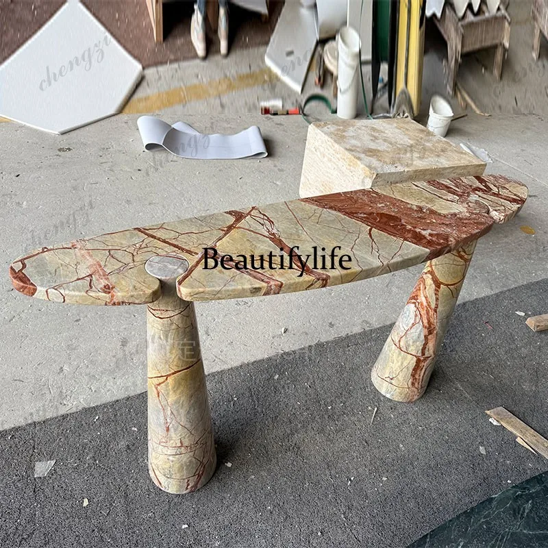 Natural marble entrance table villa household long side against the wall flower long table
