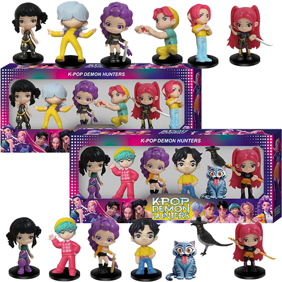 Hot 6p/12p Kpop Demon Hunters Saja Boys Kpop Girls Series Anime Figure Decorazione da scrivania Statue Ornamento Regalo di Natale/Halloween