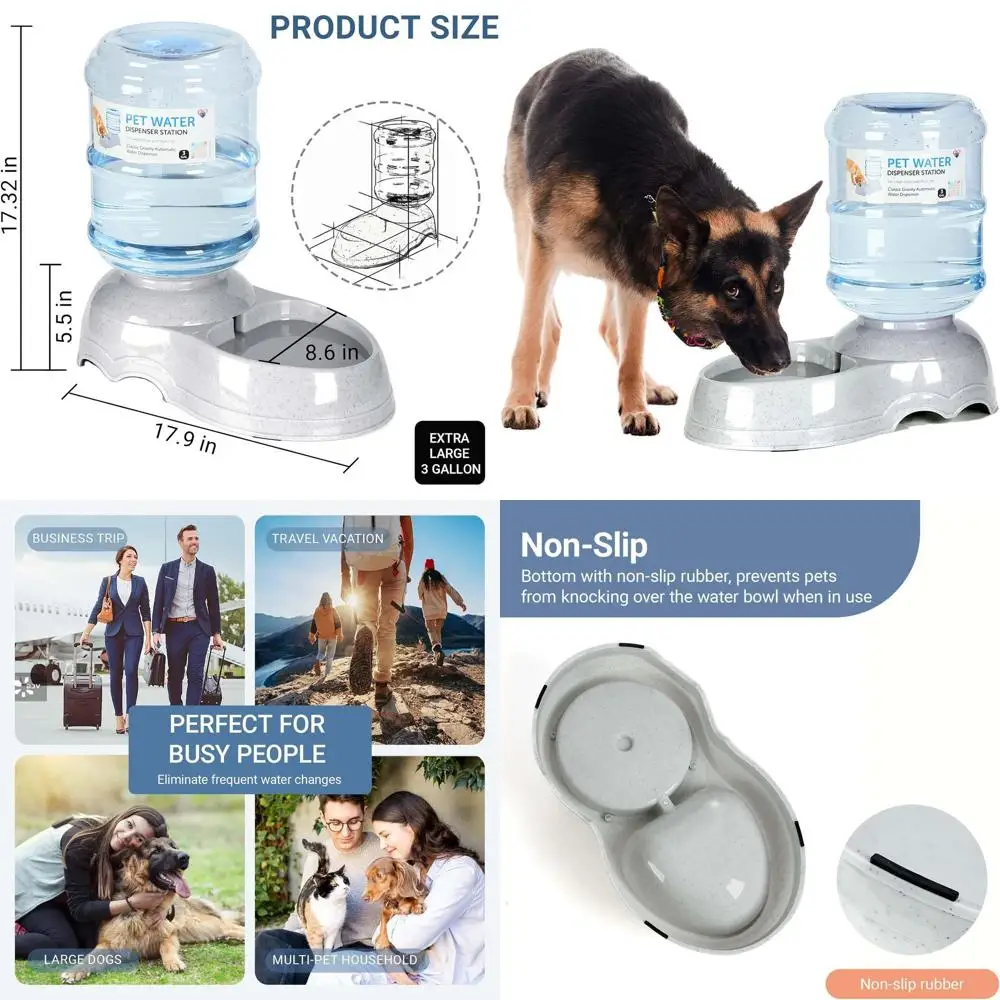 

3-Gallon Automatic Pet Waterer for Large Dogs and Multiple Pets, Gravity-Fed Drinking Station, BPA-Free