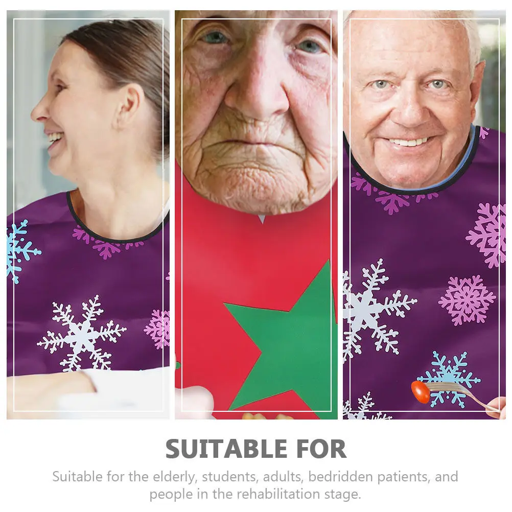 2pcs Christmas Themed Adult Bibs Adjustable Waterproof Printed Eating Bib For Seniors Women Bedridden Patients Multi-Use