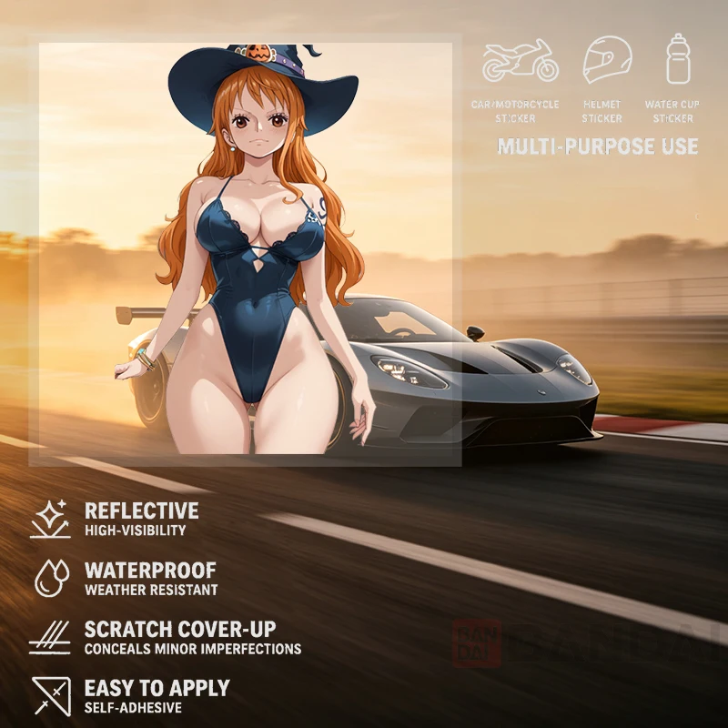 Car Stickers Orange Hair Witch Girl Vinyl Decal Waterproof Die Cut UV Resistant for Fuel Tank Auto Decor