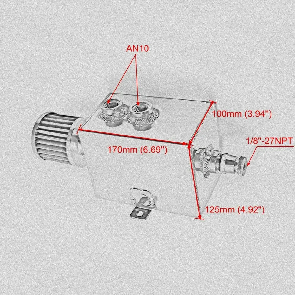 2 Port 2L Universal Oil Catch Can Tank AN10 + Breather Filter Drain Tap Baffled