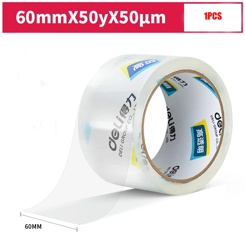 1PC Deli 30322 60mm*50y*50um Packing Tape Tape Sealing Tape Transparent Wide Tape High Viscosity