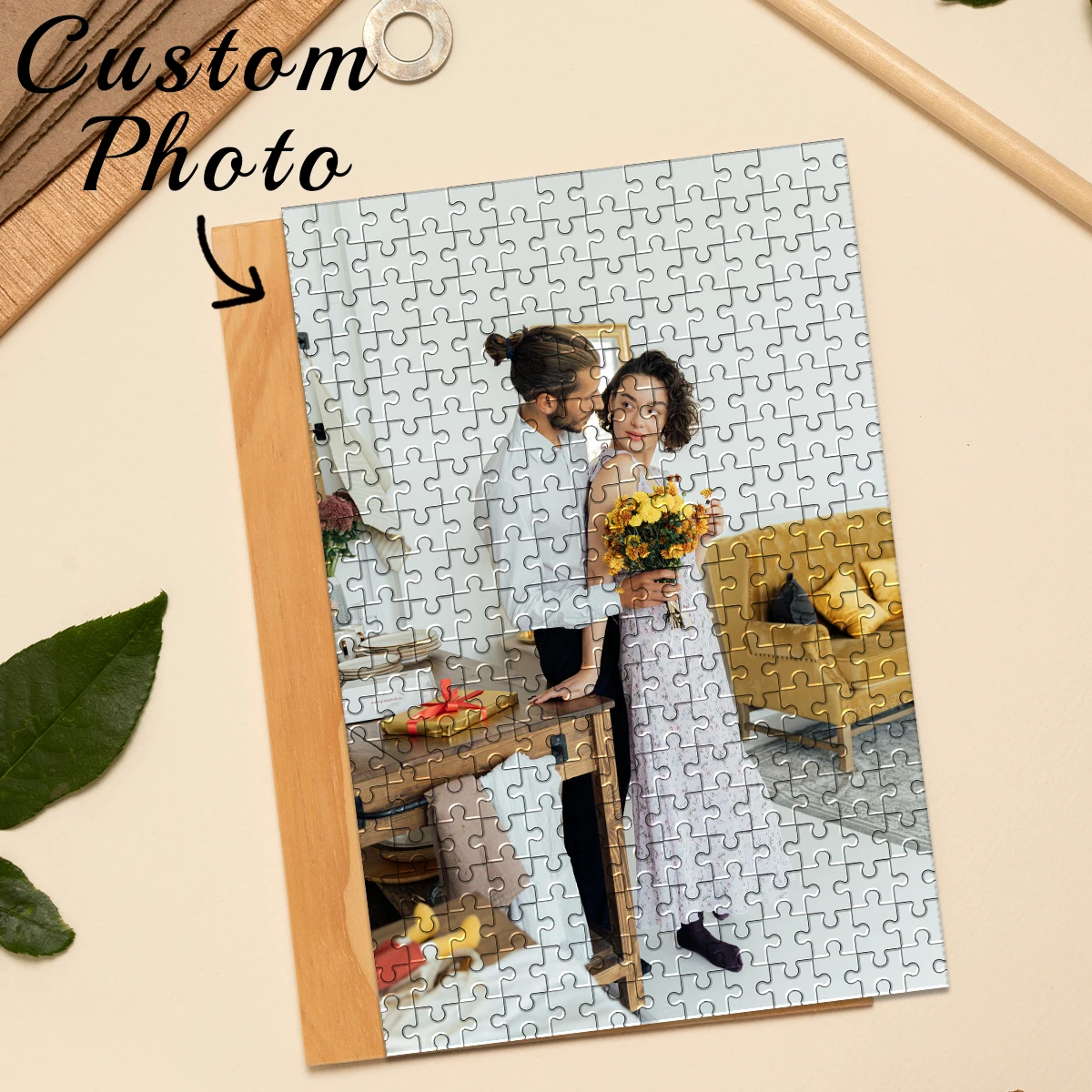 1pc Custom Photo Wooden Jigsaw Puzzle ,Spooky Cute Theme Gift Home Montessori, Early Learning Occupational Therapy, Fine Motor