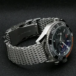 18/20/22mm Steel Shark Mesh for Omega 007 Seahorse Luxury Milanese Band Weave Solid Double Buckle Strap Men Watch Accessories