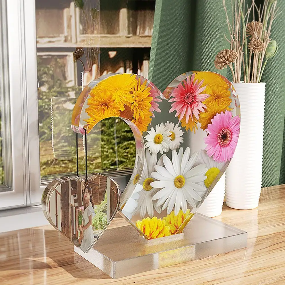 Photo Frame Silicone Mold With Base Semi-stereoscopic Love Splicing Epoxy Resin Casting Pendant Mold Suitable For Crafts