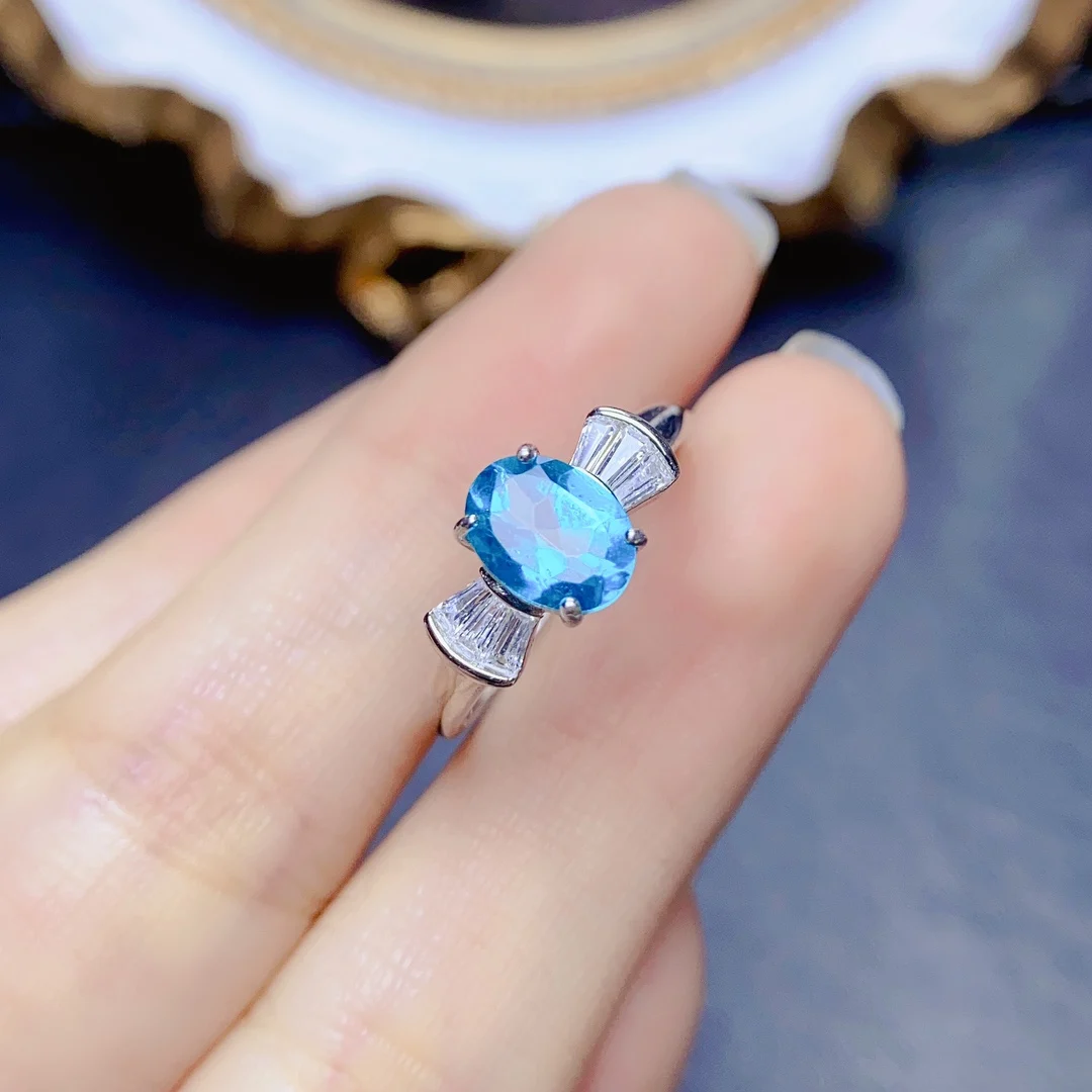 Antique Blue Paraiba Topaz Ring Real Solid 925 Sterling Silver Paraiba Promise Engagment Anniversary Gift