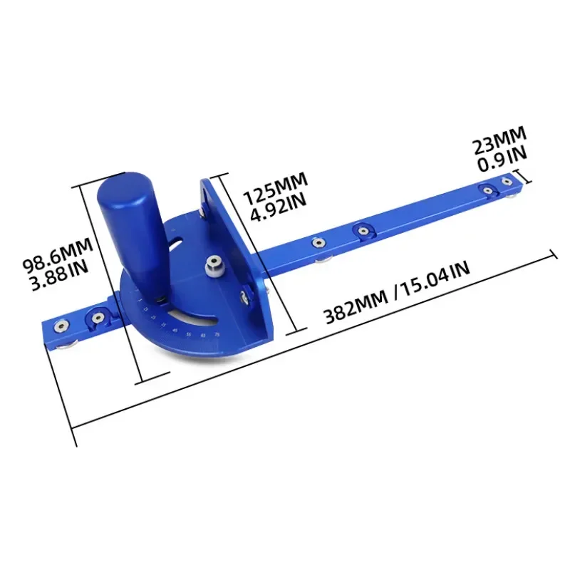 Table Saw Miter Gauge with Standard T Slot Track Bar Aluminum Push Handle Fence System and Stopper Woodworking Router Table Tool