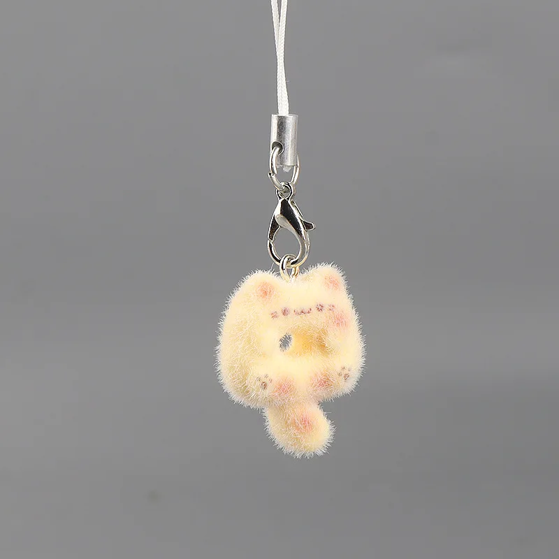 Cute Flocked 3D Cat Keychain Sweet Creative Student Phone Chain Pendant Bag Accessory Phone Strap Gift For IPhone For Samsung