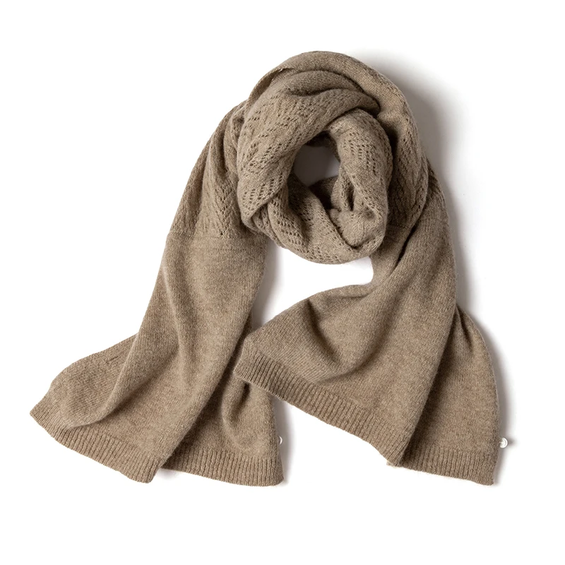 100% Australian pure cashmere women's scarf and shawl, warm, knitted, versatile, 2024 autumn and winter new style