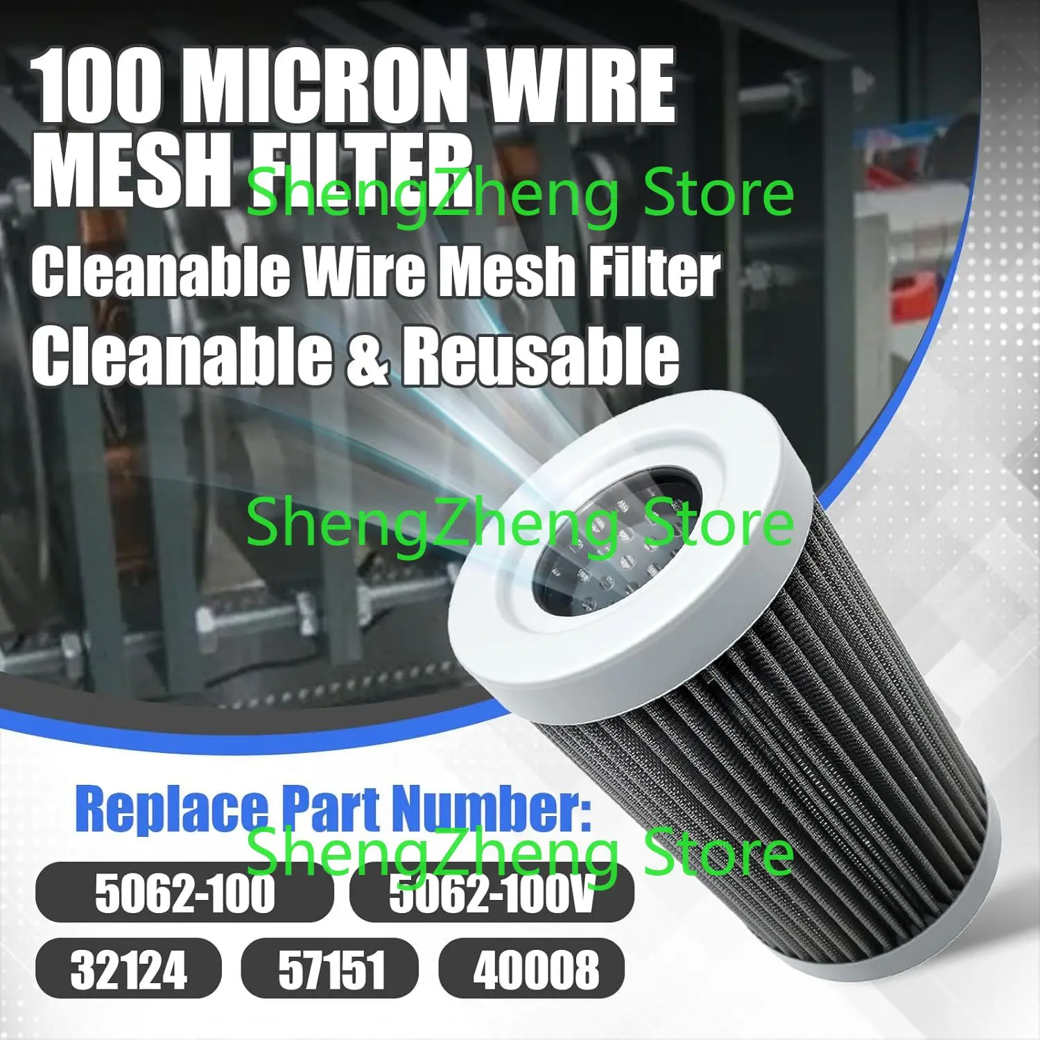 100 Micron Wire Mesh Filter Fit for Lenz DH-750 DH-1000 Medium Pressure in Line Filters, Replacement for 5062-100  57151 40008