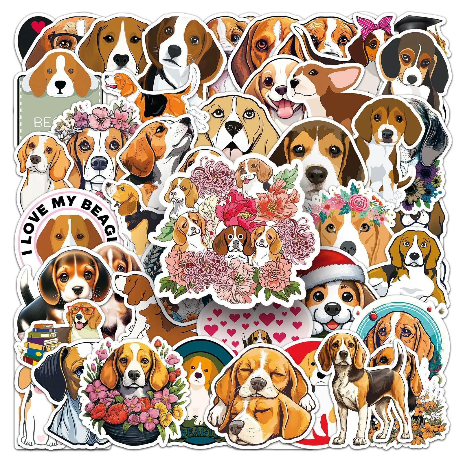 

10/50PCS Beagle Dog Graffiti Stickers Cute Dogs Cartoon Decal Kids Toy DIY Luggage Phone Guitar Skateboard Laptop Scooter