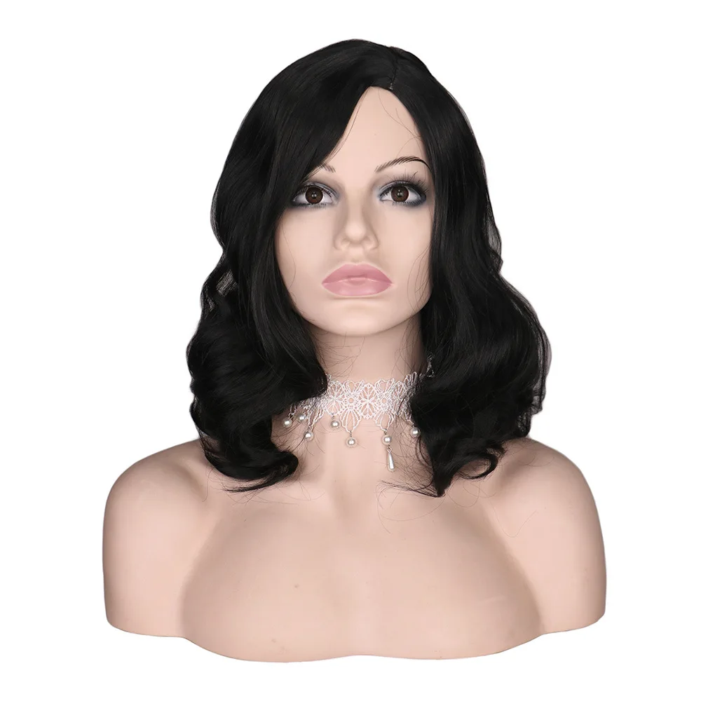Short Black Bob Wig Wavy Curly Bob Hairstyles Synthetic Bob Wigs For Black Women Natural Short Hair