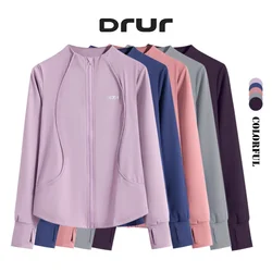 DRUR S-4XL Yoga Shirt Women Workout Jacket Slim Fit Long Sleeve Fitness Coat Yoga Tops With Thumb Holes Female Sportswear 2026