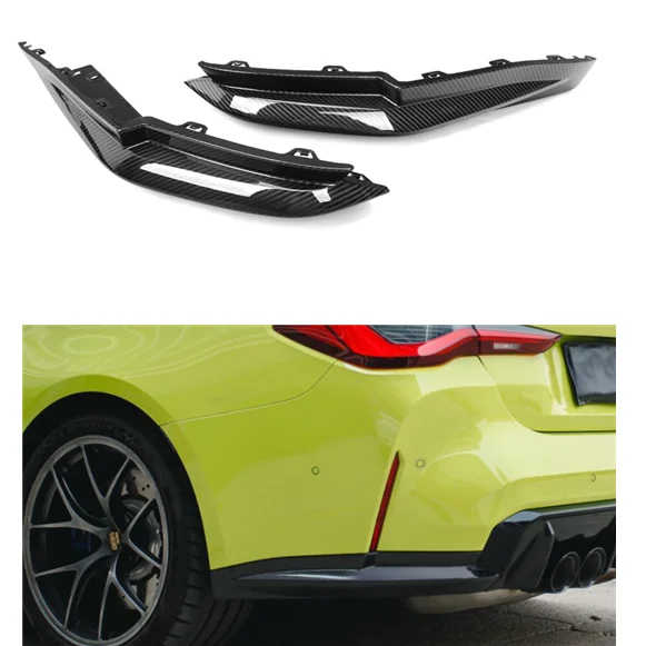 G82 Replacement Rear Valance Cover 2 PCS  Fit for BMW G82 G83 M4 2021+ Sedan  Dry Carbon OEM style Rear Splitters