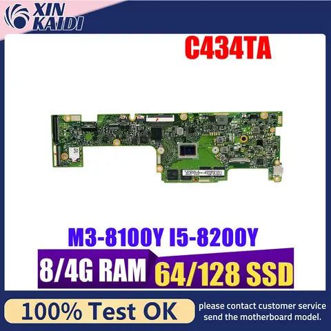 C434TA Mainboard For ASUS Chromebook Flip C434TA-DSM4T C434T Laotop Motherboard M3-8100Y I5-8200Y 64G 128G SSD 4G/8G RAM