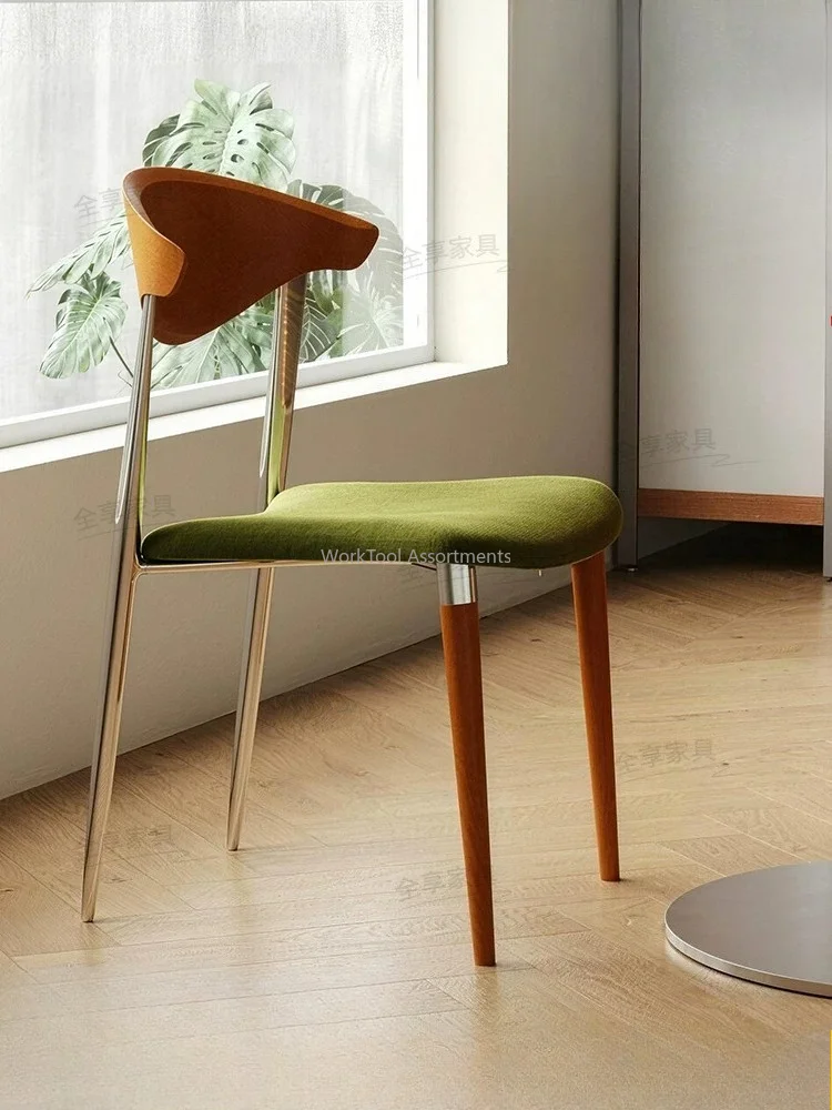 Mid Century Vintage Solid Wood Dining Chair Padded Upholstered Backrest Chair For Home Study Dining Room