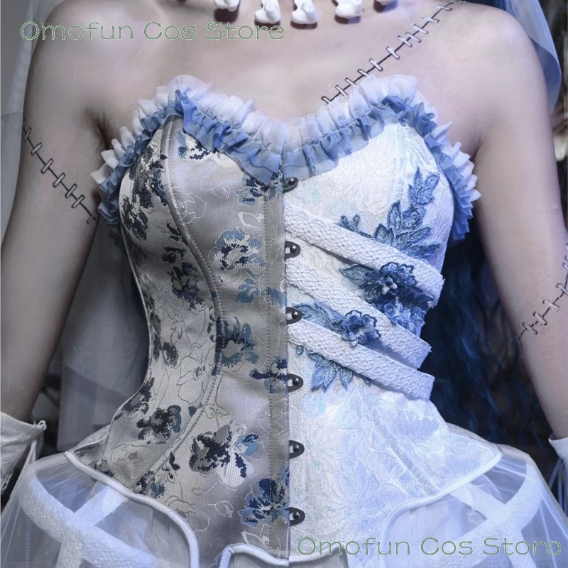 

Halloween Cos Original Movie Doujin Gothic Ribbon Corset Dress Corpse Halloween Bride Inspired Ribbon Corset Bustier Gown Fancy