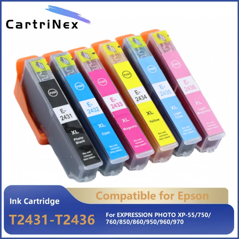 Compatible Ink Cartridge 24XL T2431 T2432 T2433 T2434 T2435 For Epson XP-750 XP-850 XP-950 XP-860 XP-55 XP-760 XP-960 Printer