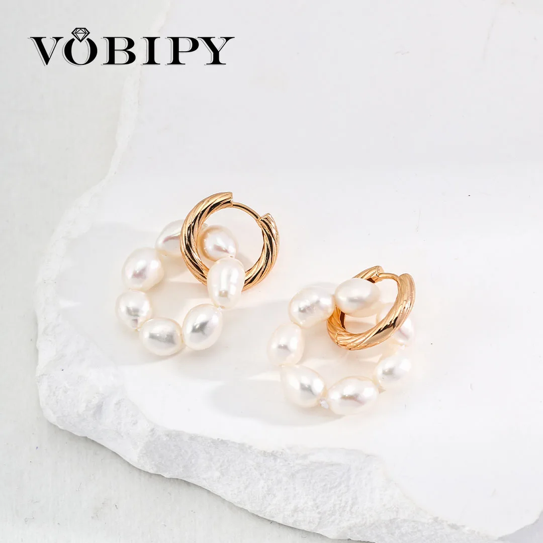 

VOBIPY S925 Sterling Silver Pearl Earring For Women Wedding Party Gift Fashion Jewelry 6-8mm Natural Freshwater Pearl Pendant